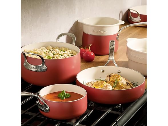 Bloomhouse 12 Piece Aluminum Pots and Pans Cookware Set