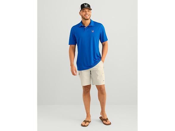 HUK Men's Icon Polo Fishing +50 UPF Shirt (Medium)