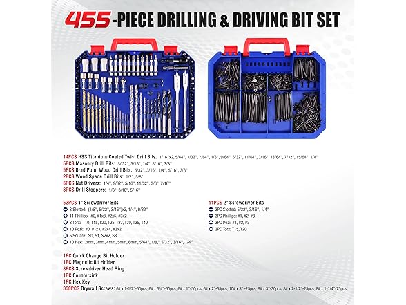 WORKPRO 455pc Drill & Bit Set