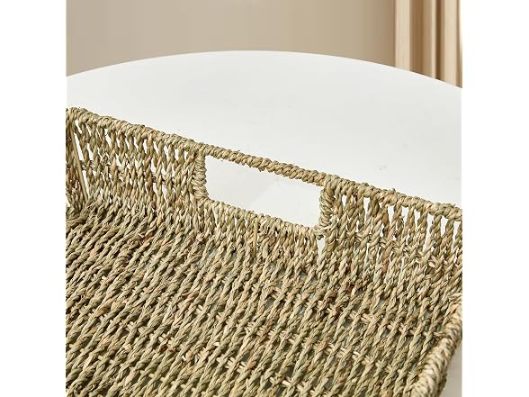JS HOME 16.93 inch Rectangular Wicker Tray,1PK