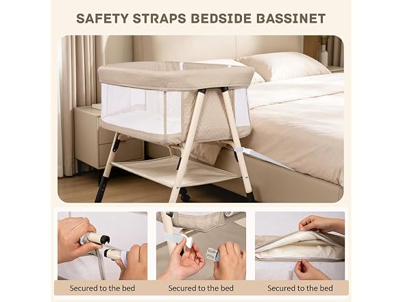 Bolmen Beige Baby Bassinet Bedside Sleeper