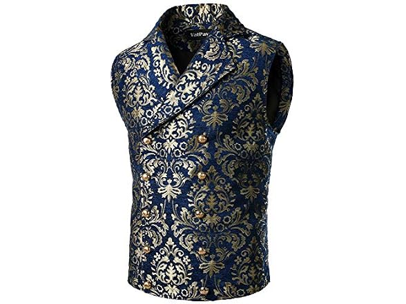 Vatpave Men (XXL) Victorian Gothic Vest Sv16-navy
