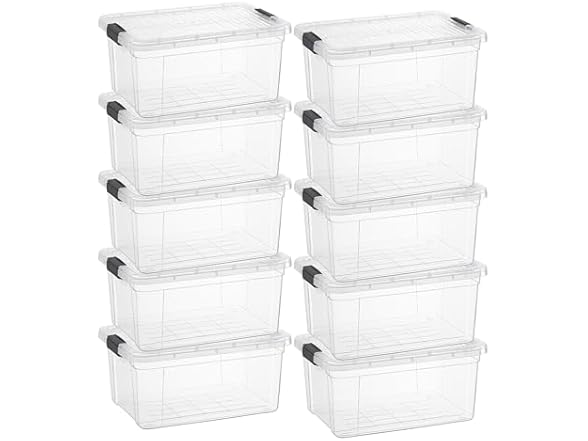 Superio Small Clear Storage Box with Lid, 11 Quart 10 Pack