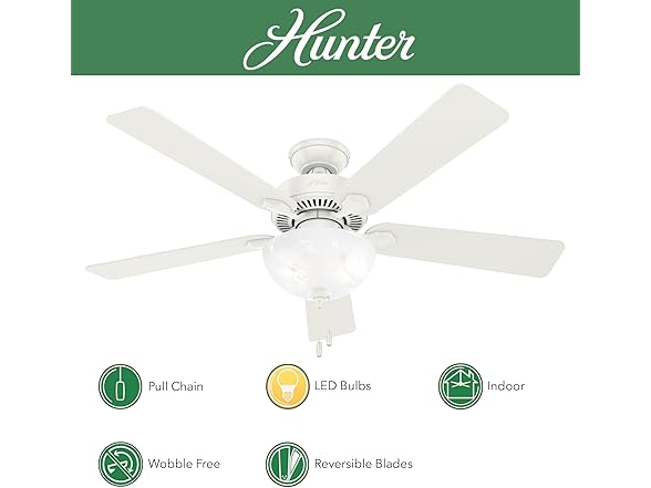 Hunter Fan 52 inch Fresh White Indoor Ceiling Fan