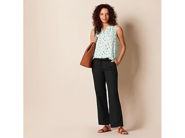 AE Womens Linen Blend Drawstring Wide Leg Pant