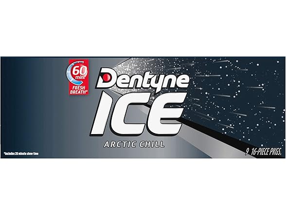 Dentyne Ice Arctic Chill Sugar Free Gum, 9 Packs of 16 Pieces (144 Total Pieces)