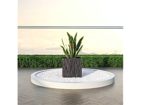 LeisureMod Verdura Stone Planter Black