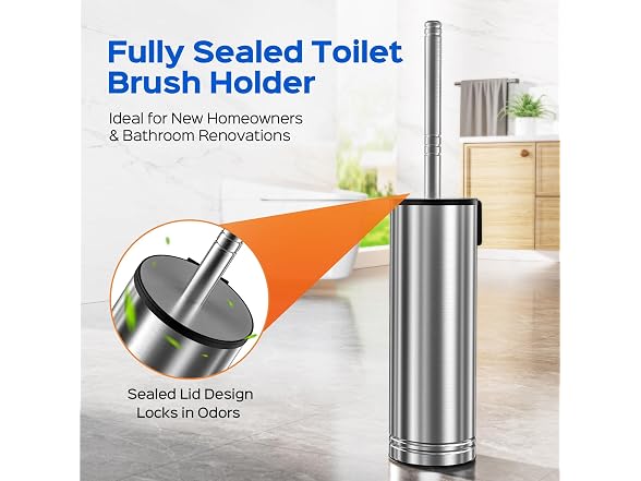 HAMITOR Stainless Toilet Brush & Holder