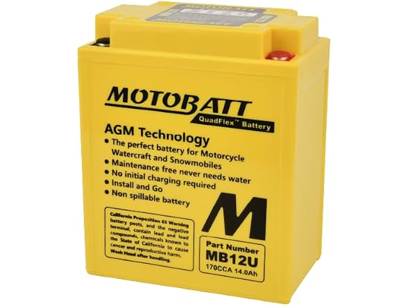 MotoBatt Motobatt MB12U 12V 15Ah Quadflex AGM