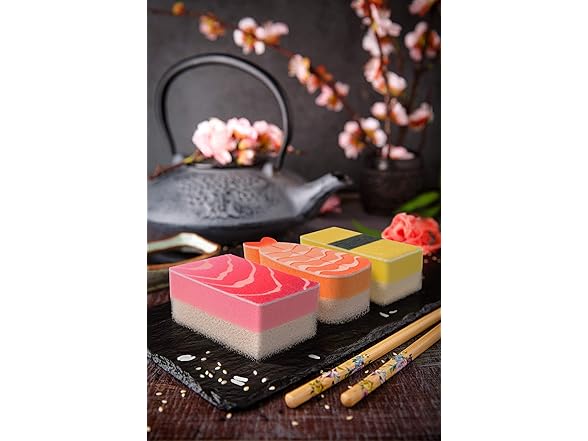 Genuine Fred WASHABI Sponges, Set of 3, Sushi Assortment