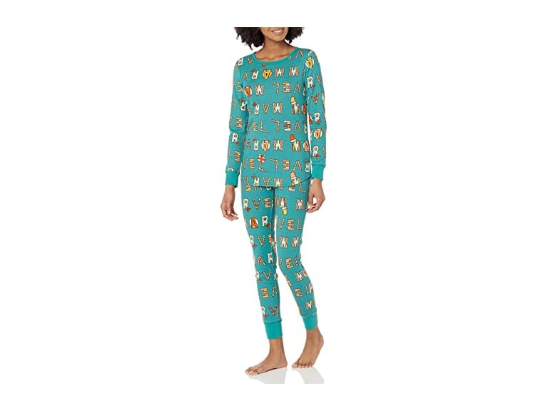 Amazon Essentials Disney | Marvel | Star Wars Women's Snug-Fit Cotton Pajama Sleepwear Sets, Festive Marvel, Medium