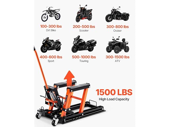 Steel Hydraulic Motorcycle Jack Stand, 1500 LBS