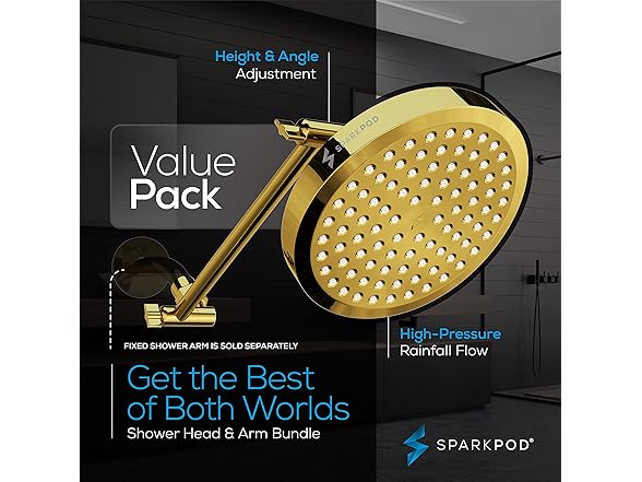6" Round Rain Shower Head & Arm