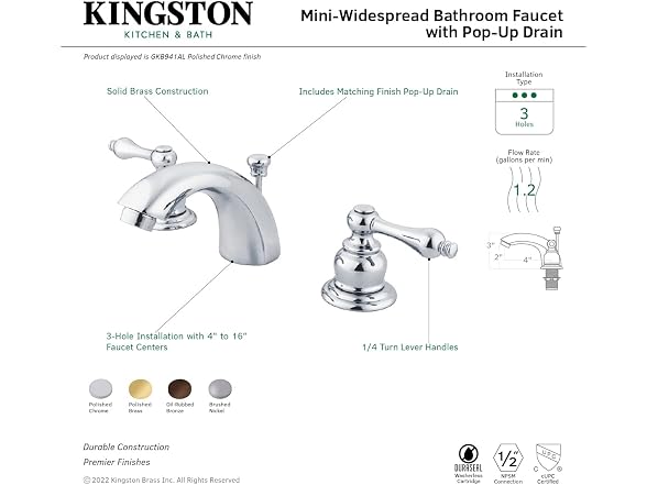 Kingston GKB948AL Mini-Widespread Bathroom Faucet