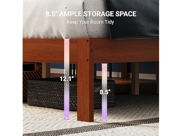 Avenco Solid Wood Platform Bed Frame with Headboard