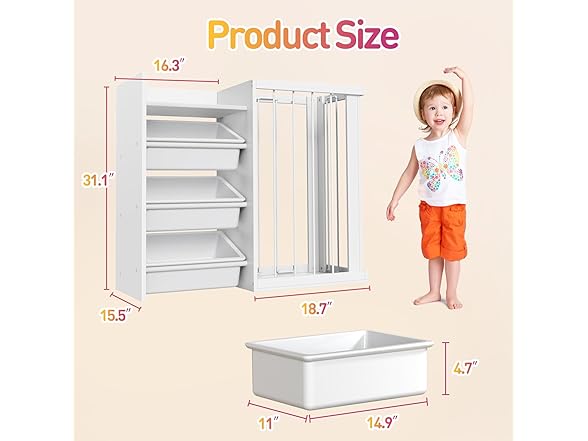 Wooden Kids Toy Storage Organizer,3-Tier Kids' Toy Storage O (Open Box)