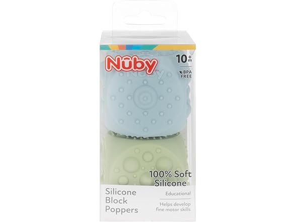Nuby Silicone Block Poppers - (2-Pack) - Your Choice