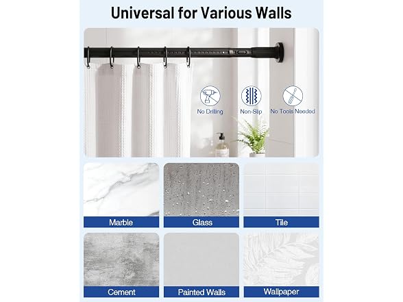 Luxspire Shower Curtain Rod No Drill, 39-86 Inch T