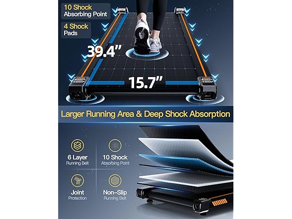 Walking Pad Treadmill with Auto Incline