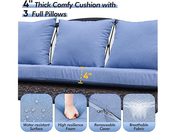 ZZW Wicker Porch Swing Heavy Duty