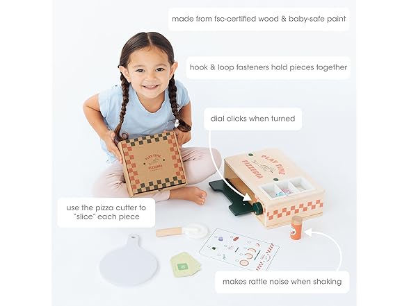 Pearhead Wooden Pizzeria Montessori Set, 38-Piece