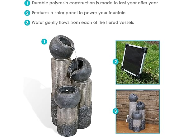 Sunnydaze Tiered Cascading Cups 31-Inch