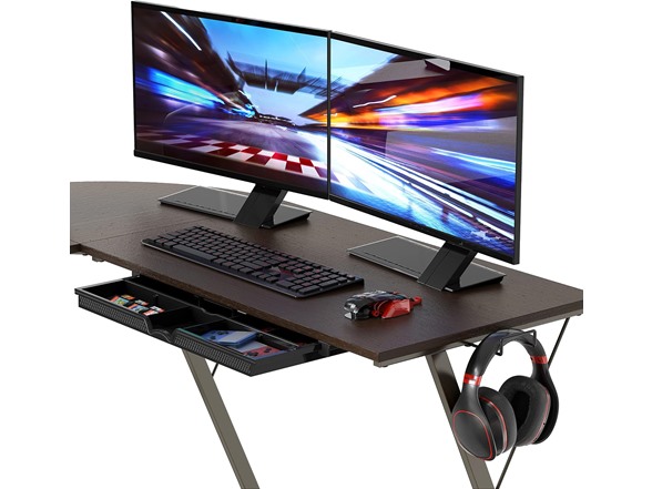 SHW L-Shaped Corner Desk w/Monitor Stand and Drawer - Gallery 3