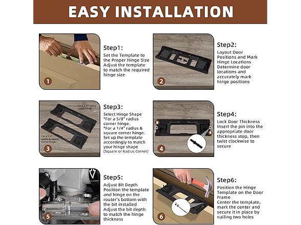Door Jamb Hinge Jig Compatible with 8 Sizes