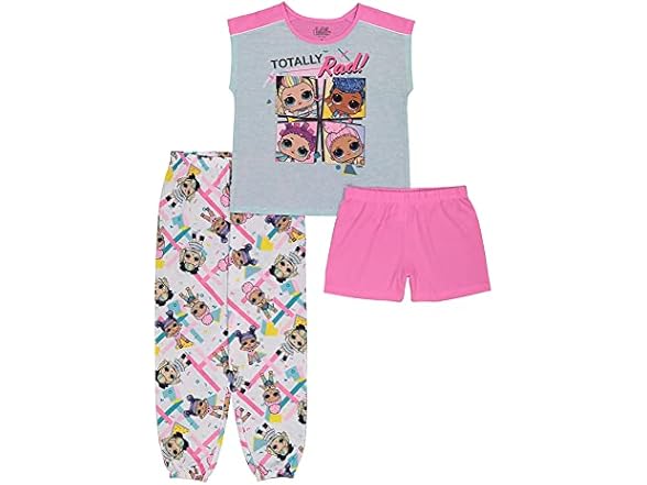 Girls 3-Piece Loose-fit Pajama Set