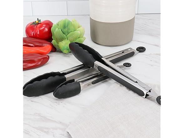 Oster 3-Piece Kitchen Tongs Set – 12", 9", 7"