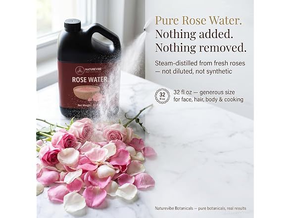 Naturevibe Botanicals Pure Rose Water Toner 32 oz