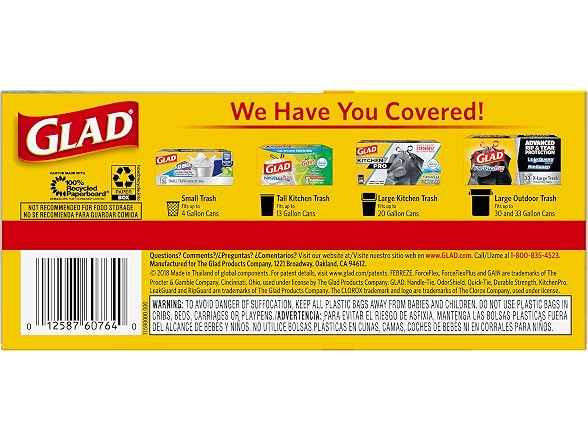 Glad Tall Kitchen Trash Bags 13Gal