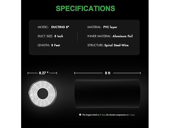 Simple Deluxe 8 Inch Flexible Air Aluminum Duct