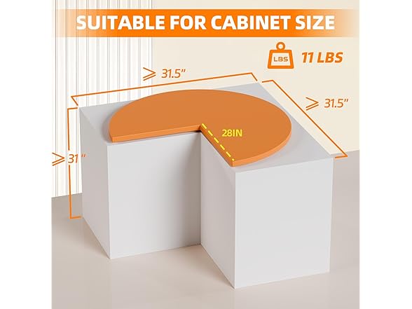 Dollate Kitchen Corner Cabinet Rotating Basket 28" 270° 