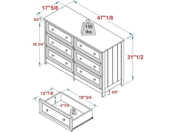 Walker Edison Tahnee 6-Drawer Dresser