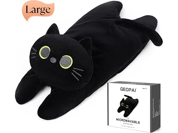 GEOPAI Microwave Heating Pad Large Black Cat