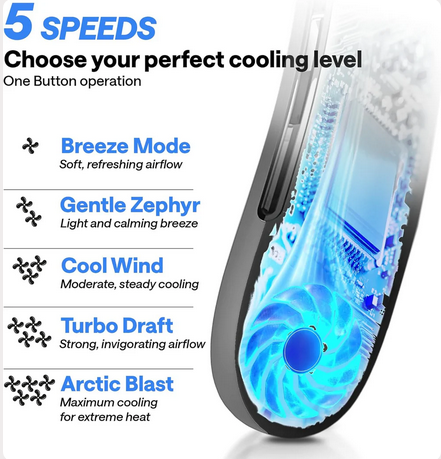 Rechargeable 4000 mAH Portable Fan Necklace - Gallery 14