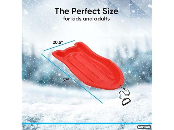 Superio Toboggan Snow Sled for Kids and Adults, 37"12 Pack