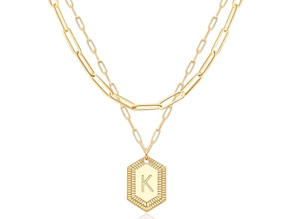 MEVECCO Dainty Gold Initial Necklace (K)
