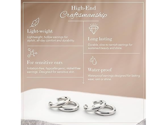 Claro Clivo White Gold Hoop Earrings 30MM