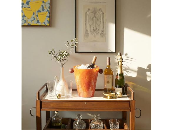 Creative Co-Op Marbled Resin Bottle Cooler w Ball Handles
