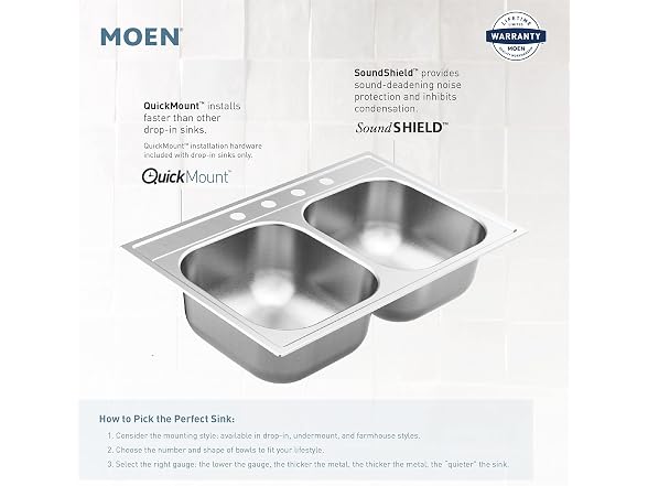 Moen 18-Gauge Stainless Steel Undermount 29"