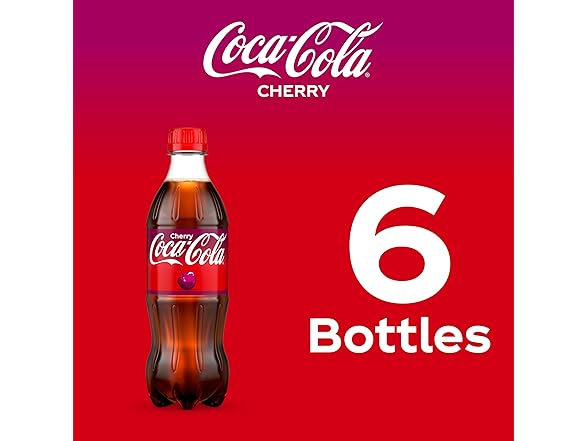 6PK Coca-Cola Cherry Soda Soft Drink, 16.9 OZ