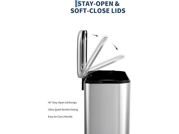 Takywep 50L 13 Gallon Stainless Steel Trash Can