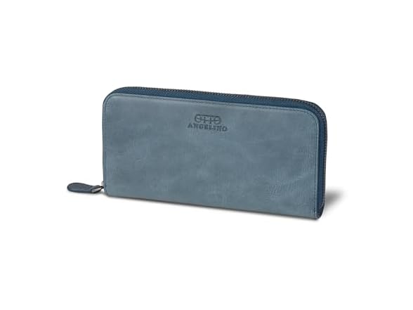 Otto Angelino Genuine Leather Zippered Clutch