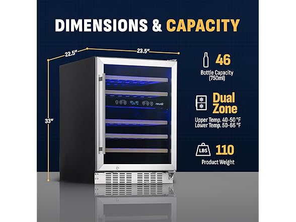 Newair Dual Zone Fridge - 46 Bottles
