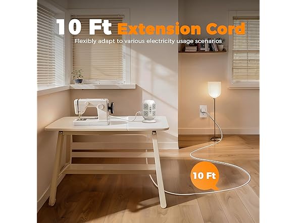 TESSAN 10ft Cord Power Tower (8 Outlets, 1 USB-C, 3 USB-A)