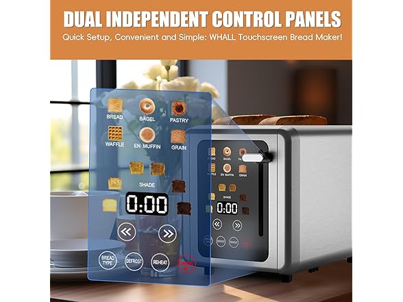 WHALL Full Touch Screen Toaster