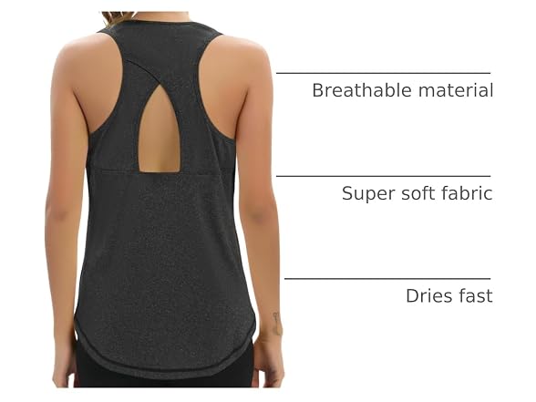 Aeuui Women (M) Workout Tops Open Back Tank Shirts