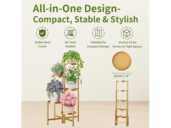 NQW Tall Gold Plant Stand Indoor Gold